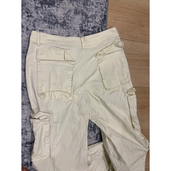 GILIPUR XL Yellow Cargo Pants Cropped Drawstring Streetwear Utility - Picture 5 of 5